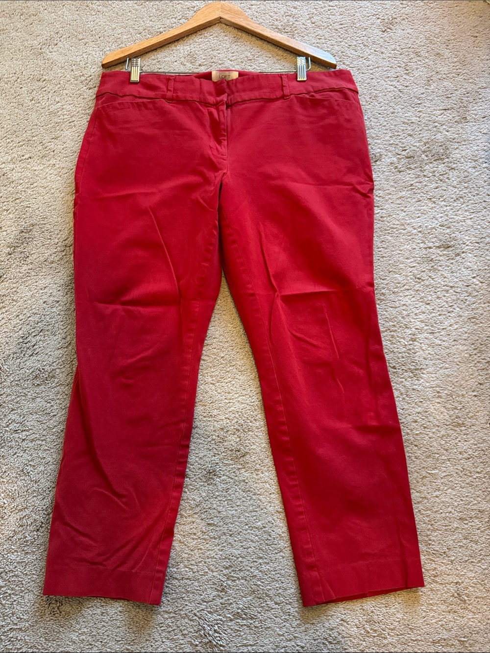 LOFT Red Cropped Ankle Pants